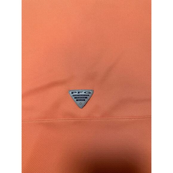 Columbia PFG Polo Shirt Mens L Omni Shade Orange Vented Fishing - Picture 7 of 8